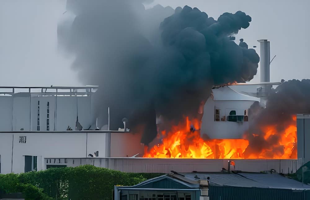 铁山港区一淀粉厂发生火灾 伤者已送医 事故原因调查中