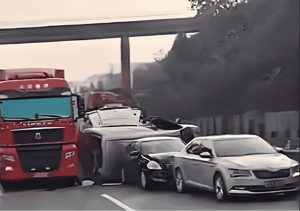 高速公路车祸引发关注：轿车被货车夹击成废铁