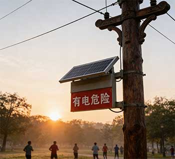 有电危险智能语音警示器：声光协同+太阳能供电，守护高危电力区域
